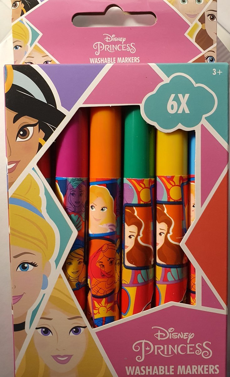 Uitwasbare stiften Disney princess 6 stuks | diverse varianten  Disney princess